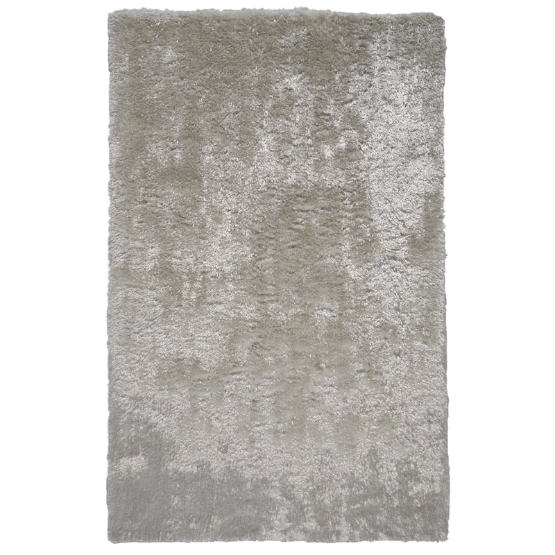 Kelim Lustrous Shimmering Shag Area Rug - 1'-8" x 2'-10" - Pearl White