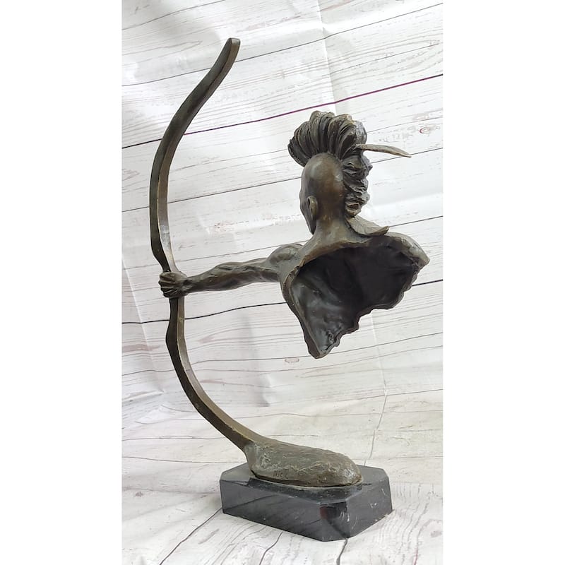 Native American Indian Mohawk Archer Bow Bronze Sculpture Statue Figure 17 Inches