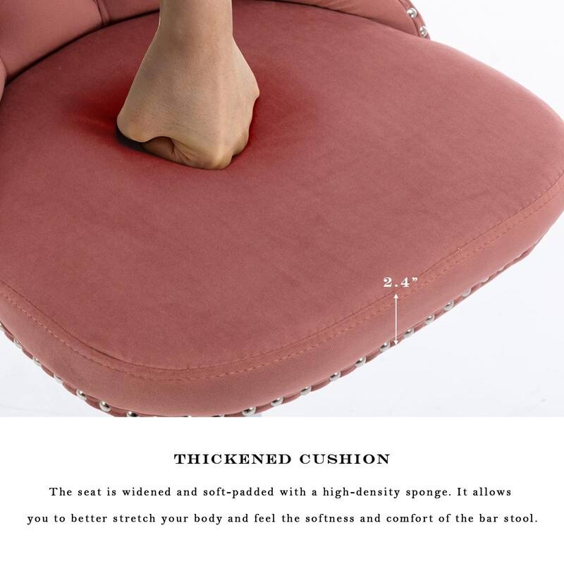 Velvet Upholstered Nailheads Tufted Swivel Bar Stools (Set of 4)