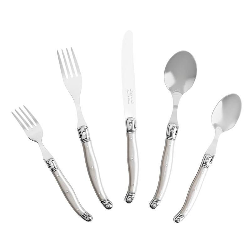 French Home 20 Piece Laguiole Flatware Set, Service for 4, Pewter