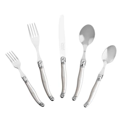 French Home 20 Piece Laguiole Flatware Set, Service for 4, Pewter