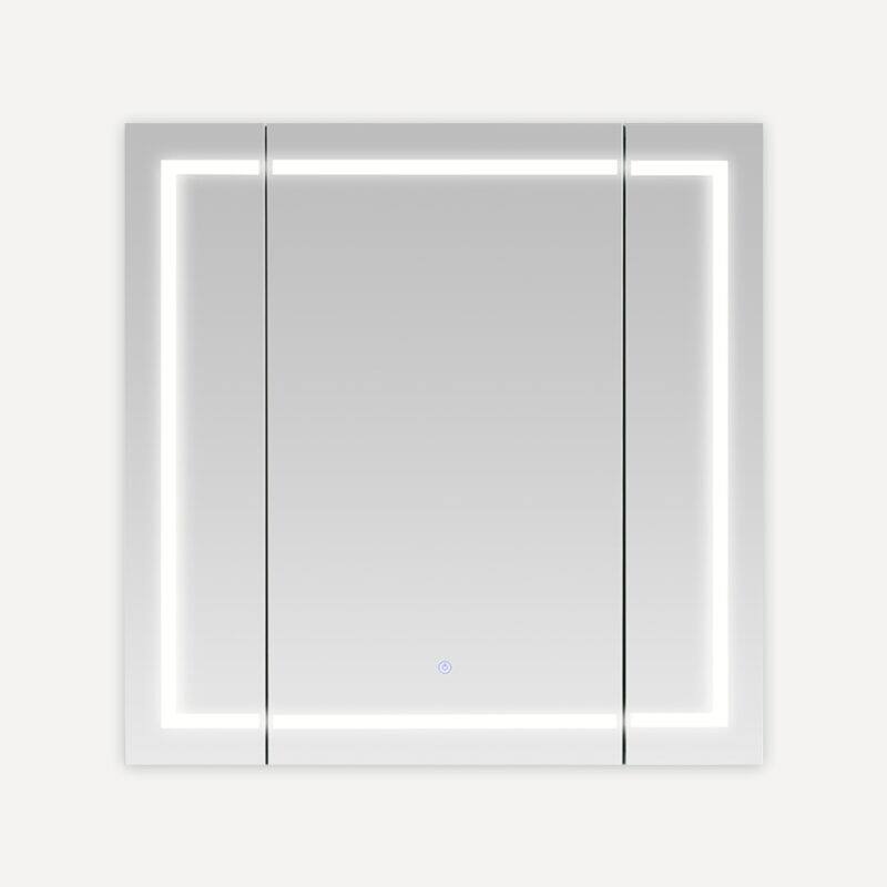 AQUADOM Royale Plus 36W Bathroom Led Lighted Medicine Cabinet Defogger, 3X LED Adjustable Magnifying Mirror, Electrical Outlets - Grey - 36"x36"x5" - Brushed