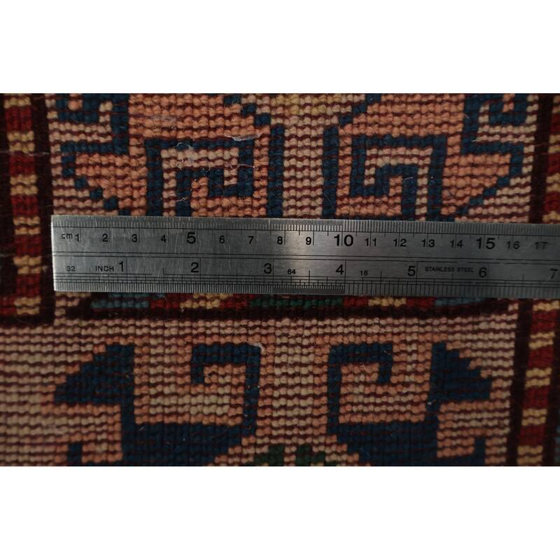 Hand Knotted Oriental 100% Wool Carpet Transitional Geometric Oranges & Rust Anatolian Area Rug - 6' 7'' X 3' 11''