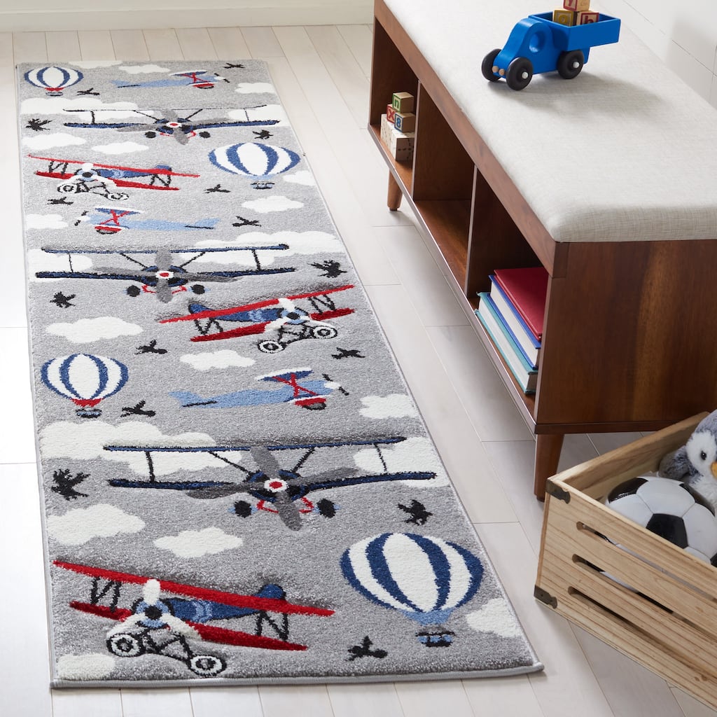SAFAVIEH Carousel Kids Turi Airplane Rug - 2'3" x 12' Runner