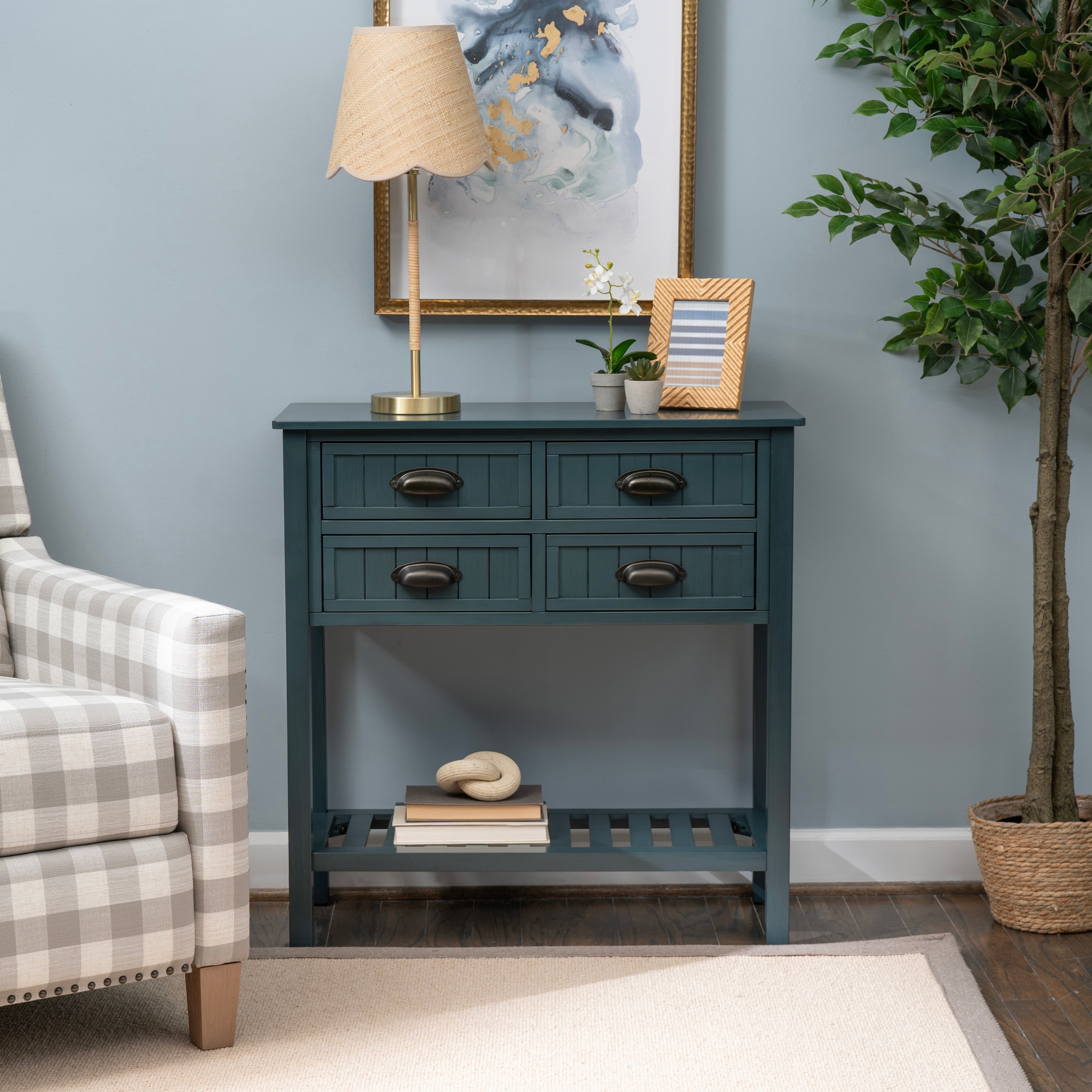 Linon Crestway Antique Solid Wood Entryway Console Table