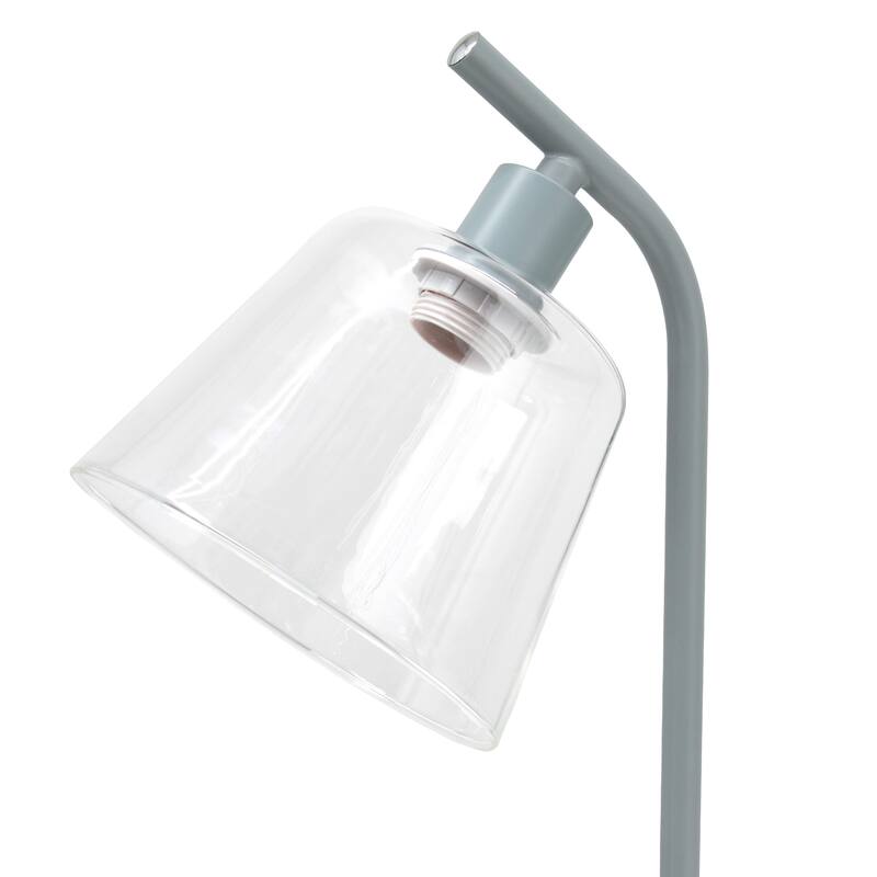 Modern Industrial Desk Lamp with Clear Glass Shade and Dual USB Charging Ports Multiple Colors - 8" (L) x 5.5" (W) x 15.75" (H)