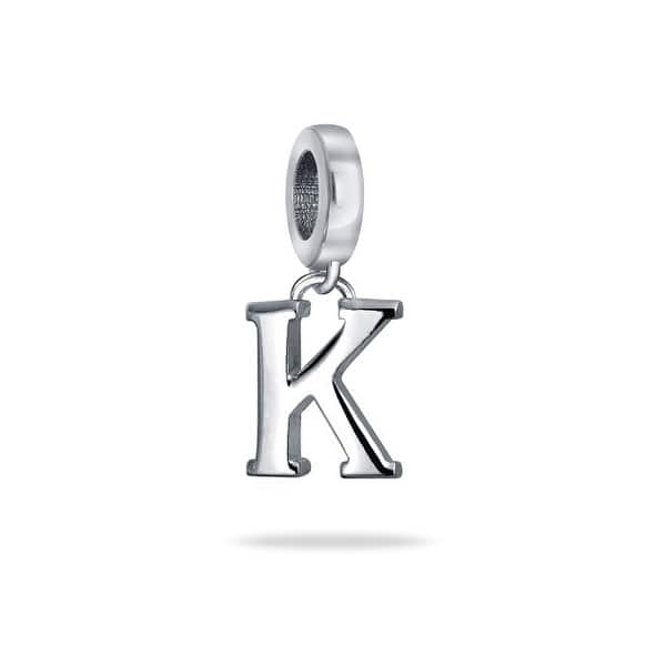Shop Bling Jewelry 925 Sterling Silver Alphabet Block Letter K Dangle Bead Overstock 17987586