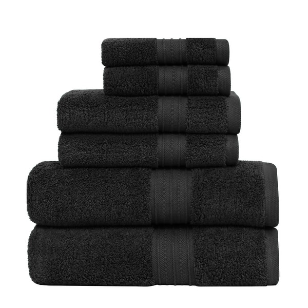 Luxurious Absorbent 650 GSM Combed Cotton 6-piece Towel Set - Black