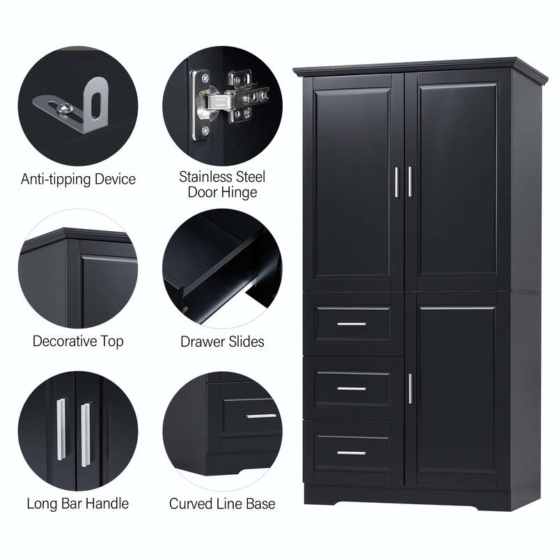 Bathroom Storage Cabinet with Drawers and Adjustable Shelf