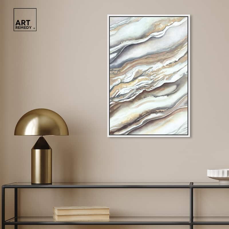 Art Remedy Neutral Lines I Framed Boho Abstract 1 Piece Canvas Wall Art