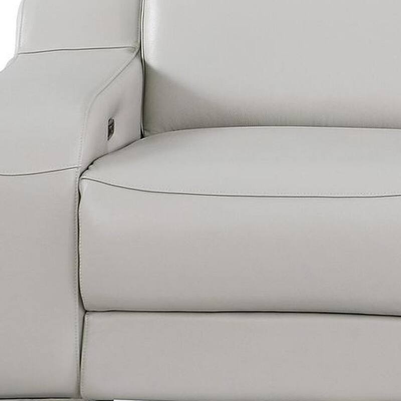 HomeRoots 103" Black Italian Leather Reclining USB Sofa