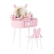 preview thumbnail 15 of 51, Kids Vanity Set with Mirror Makeup Dressing Table with Drawer Pink-Rabbit/LED Light - 1-drawer