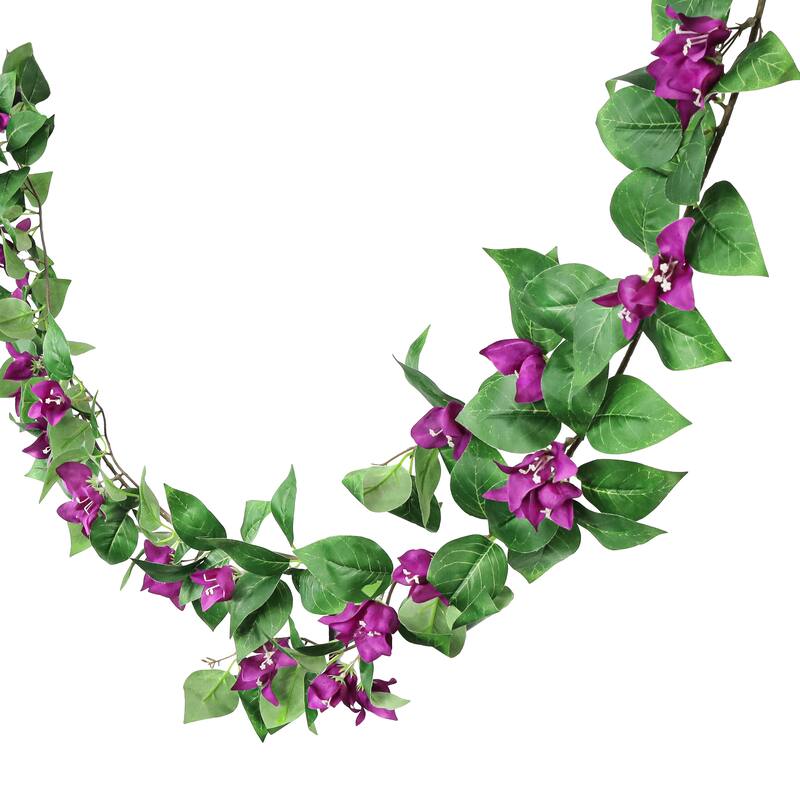 Purple Artificial Bougainvillea Flower Garland Hanging Vine 6ft - 72" L x 8" W x 3" DP