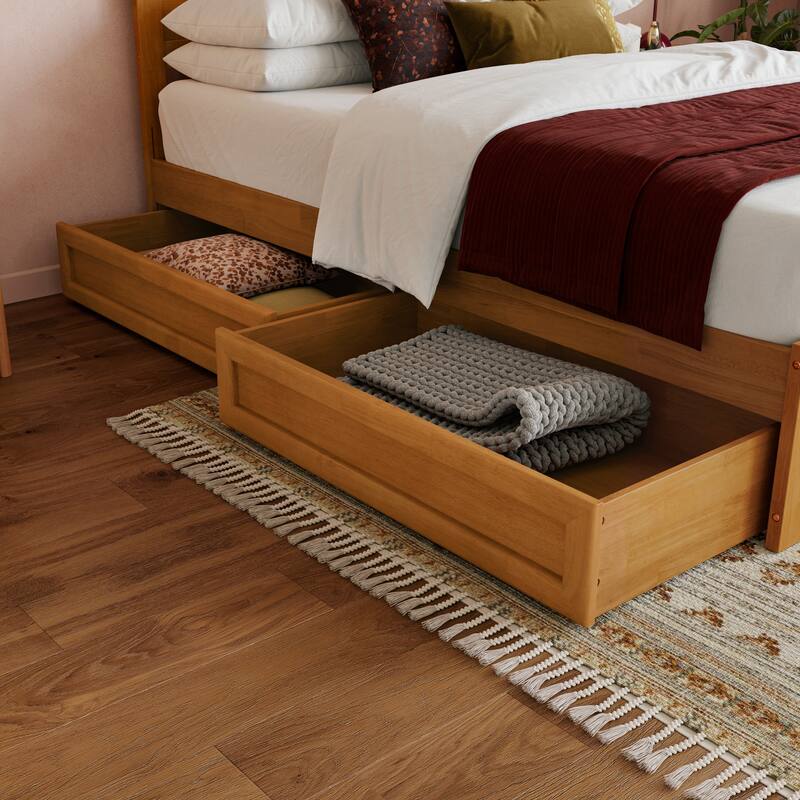 Aveline Wood Platform Bed with Matching Footboard & Storage Drawers