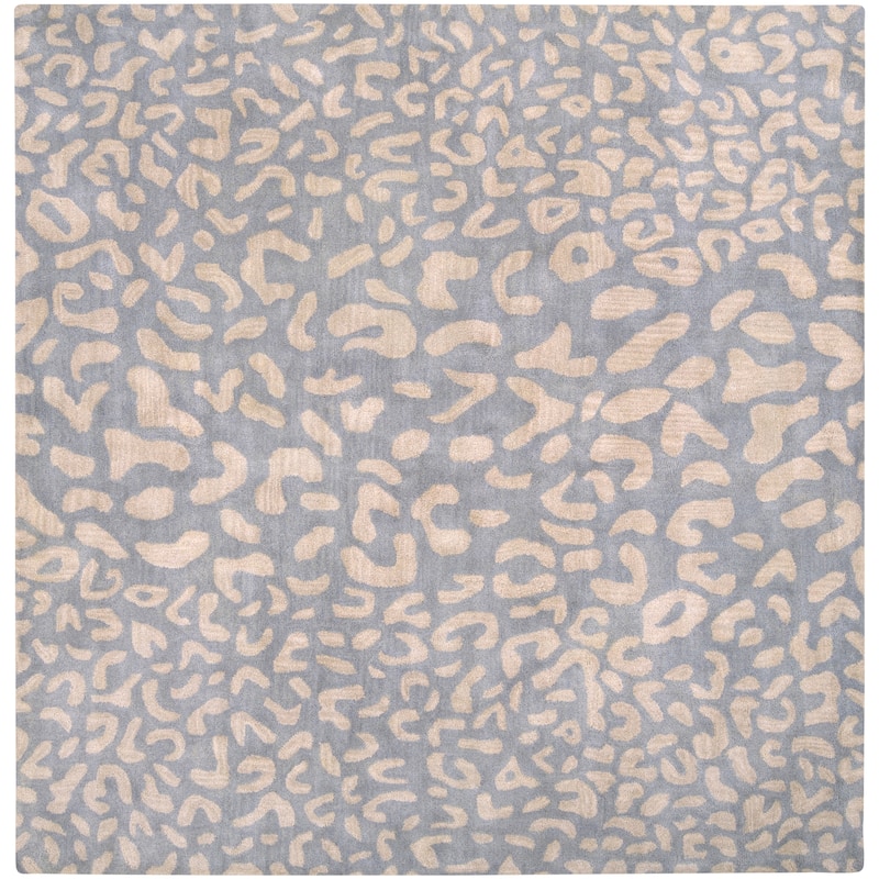 Hand-tufted Jungle Animal Print Square Wool Area Rug