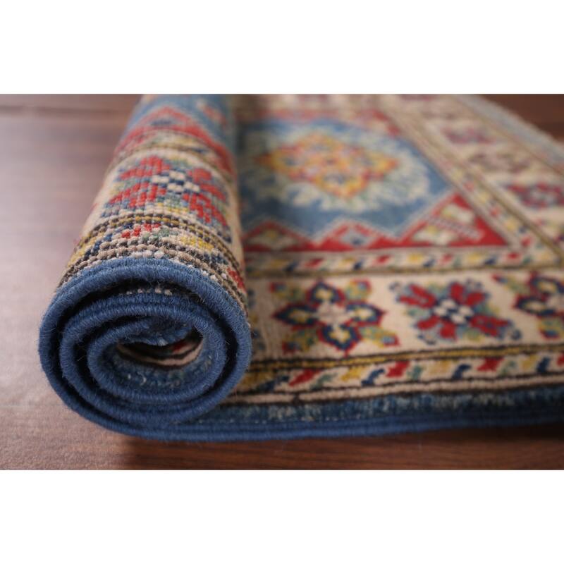 Blue Kazak Oriental Accent Rug Handmade Wool Carpet - 2'1"x 2'10"