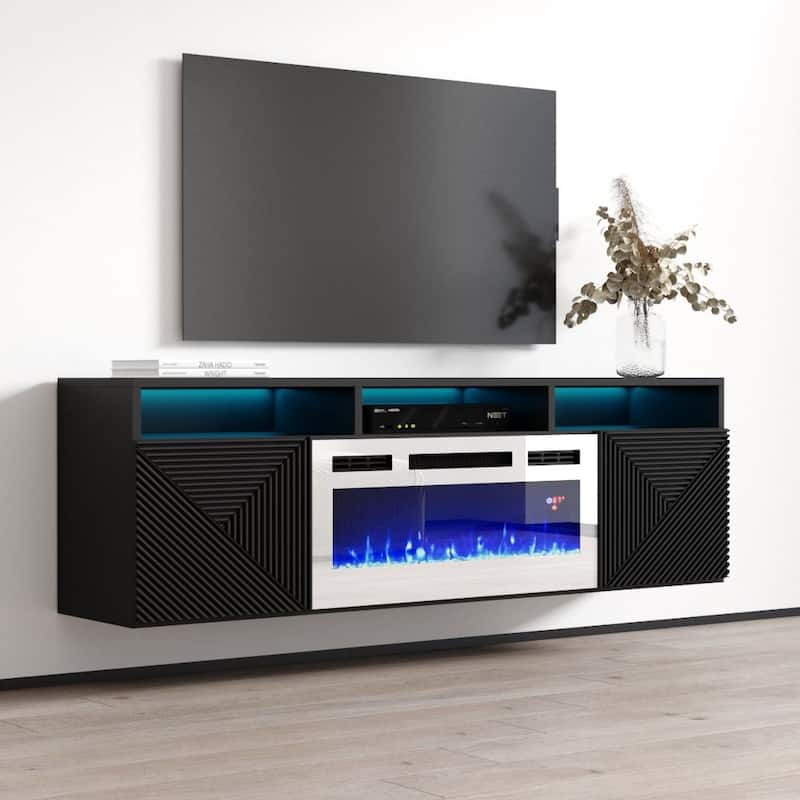 Giza WH-EF Wall Mounted Electric Fireplace Modern 63" TV Stand