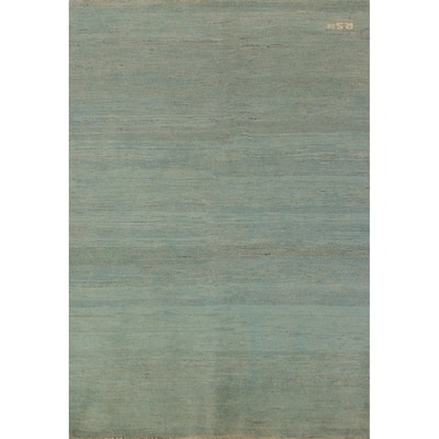 Aqua Green & Blue Modern Gabbeh Oriental Rug Hand-Knotted Wool Carpet - 3'9" x 5'10"