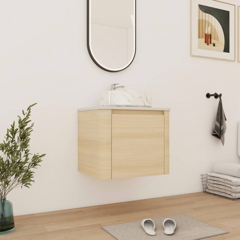 Bathroom Vanity With Sink In 24/30 Inch, Floating Bathroom Vanity With Soft Close Door
