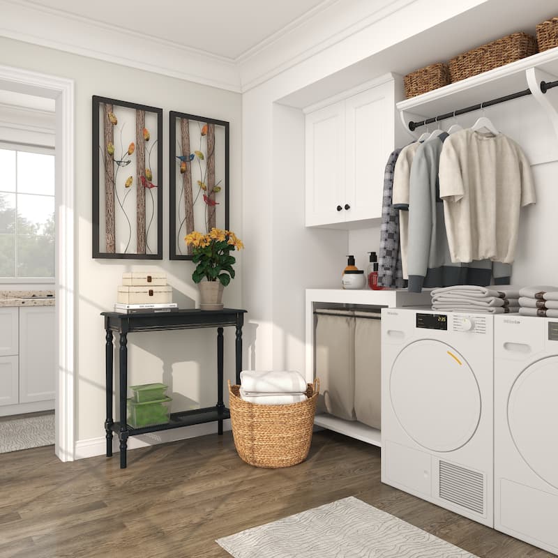 Seagrass Handmade Large Woven Decorative and Functional Storage Basket with Handles - Brown, White, Black