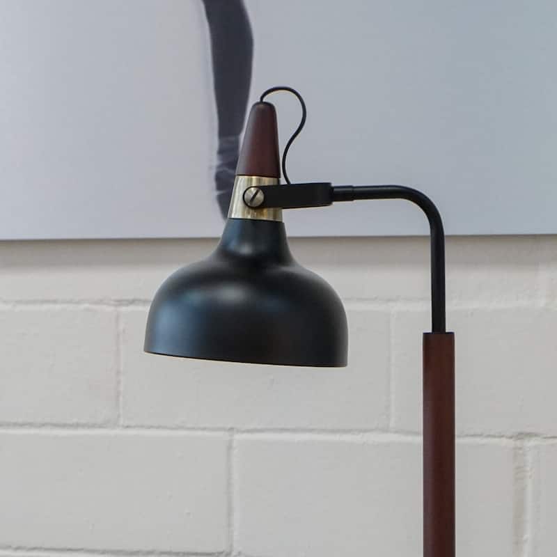 Small Modern Stylish Desk Lamp, Black Table Lamp with Cone Shade 110V