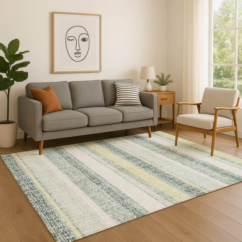 Premium Washable Super Soft Vintage Stripe Mayfield Rug - Seafoam - 9' x 12'
