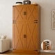 preview thumbnail 4 of 22, Rackcog Wooden Wardrobe with Barn Doors, Farmhouse Closet Storage Cabinet with Hanging Rod