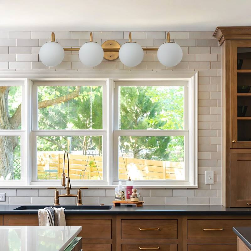 3/4-Light Dimmable Modern Bathroom Light Fixture with Frosted Glass