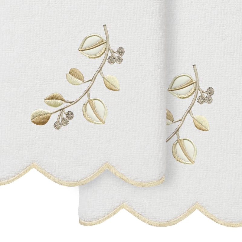 Authentic Hotel and Spa 100% Turkish Cotton WILD BRANCH Scallop Embellished Towel Collection