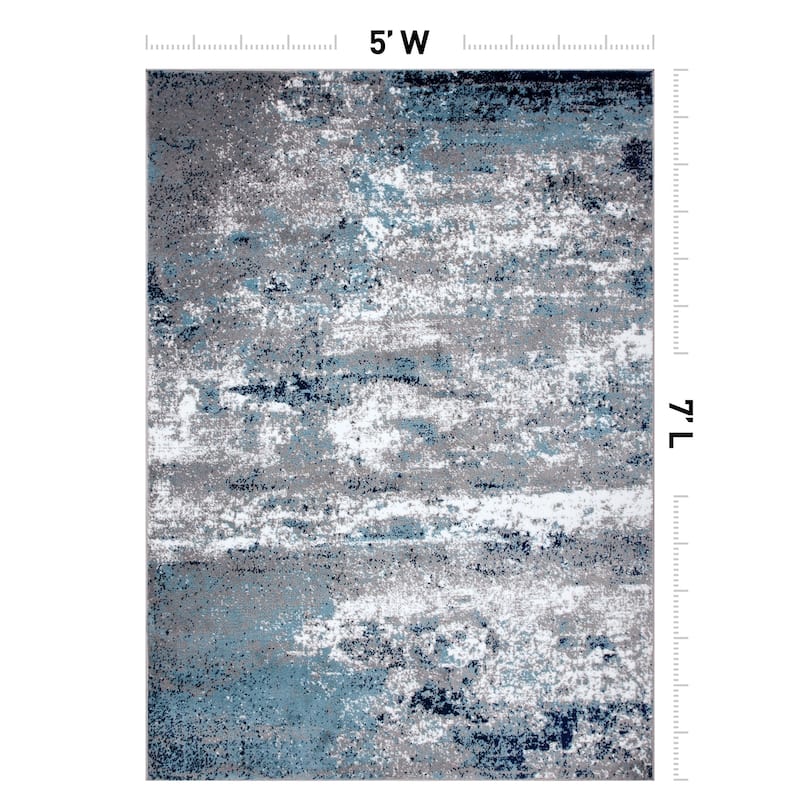 World Rug Gallery Distressed Abstract Watercolor Area Rug
