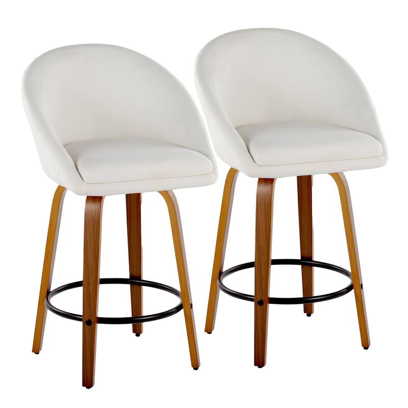 Carson Carrington Livesey High Back 26" Fixed-Height Counter Stool with Bent Wood Legs & Round Footrest (Set of 2)