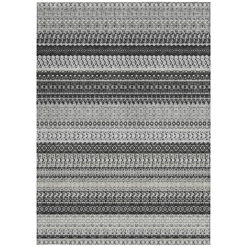 HomeRoots Striped Transitional Rectangle Outdoor Rug