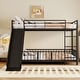 preview thumbnail 3 of 16, Twin over Twin Size Metal Bunk Bed with Slide and Guardrails,Industrial Minimalist Metal Bed聽