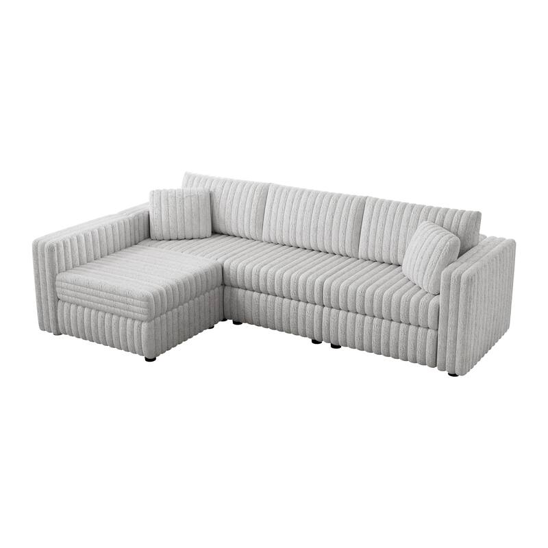 106.3" Soft L-shaped 4-Person Modular Sofa, Light Gray, Metal Frame