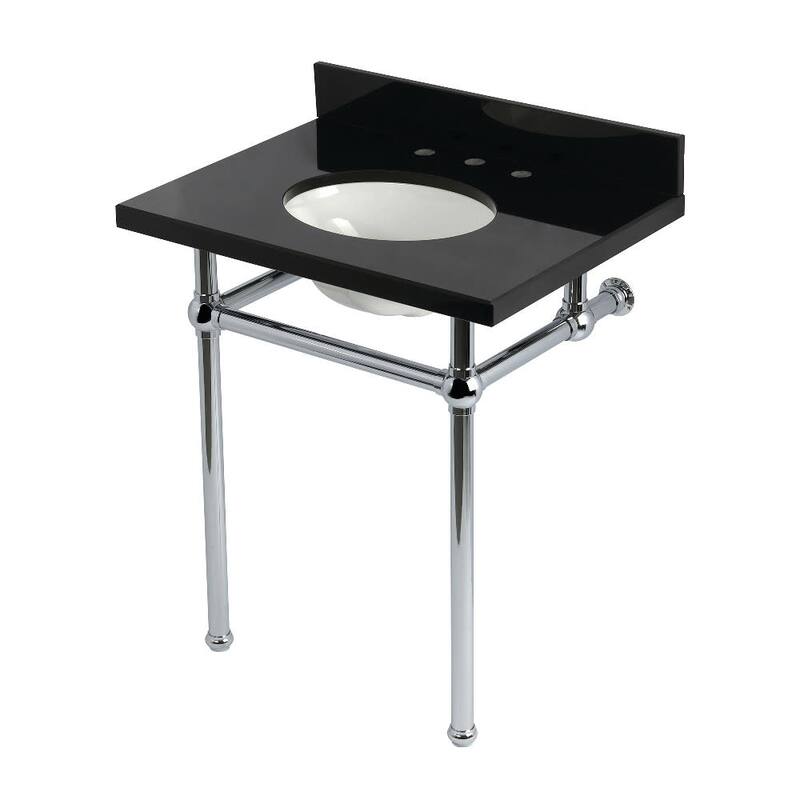 Kingston Brass KVPK30KB-T-SET Templeton 30" Rectangular Brass, Granite - Black Granite / Polished Chrome