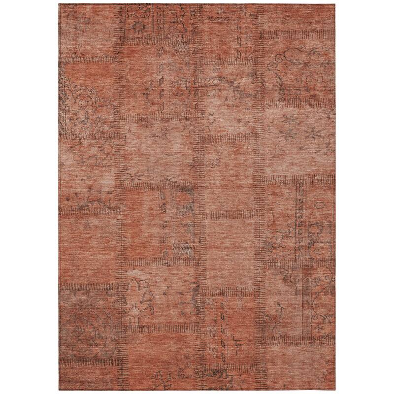HomeRoots Patchwork Transitional Rectangle Outdoor Rug - 10' X 14'