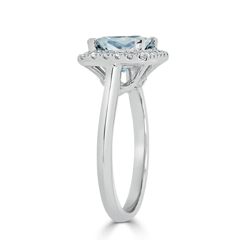 Auriya 1ct Princess-cut Aquamarine Halo Diamond Engagement Ring 1/3ctw 14k Gold