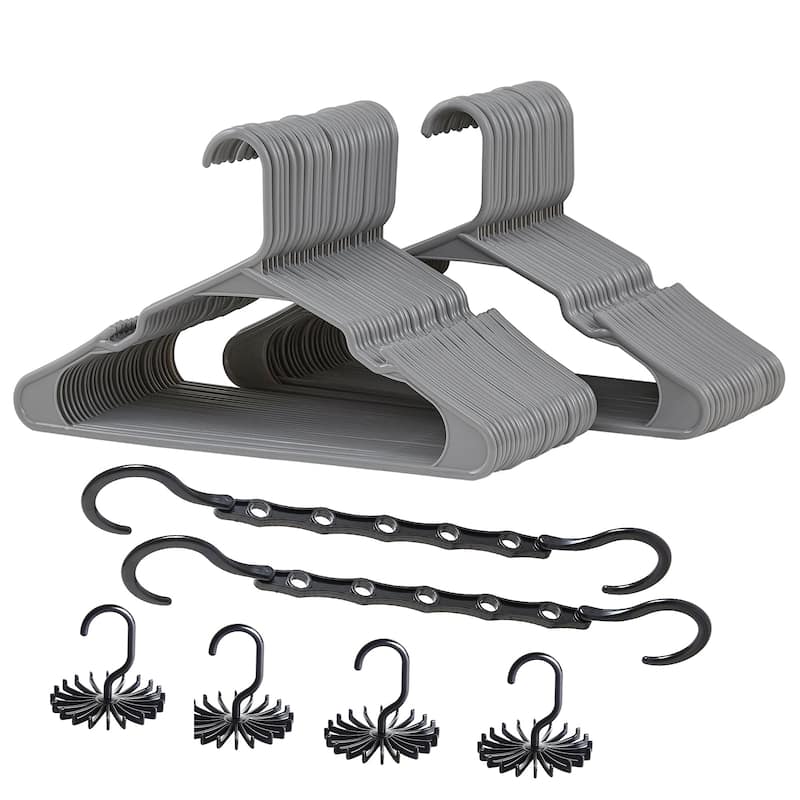 Javlergo 25/50 Pack Plastic Hanger, Space Saving Sturdy Heavy Duty Clothing Notched Hangers