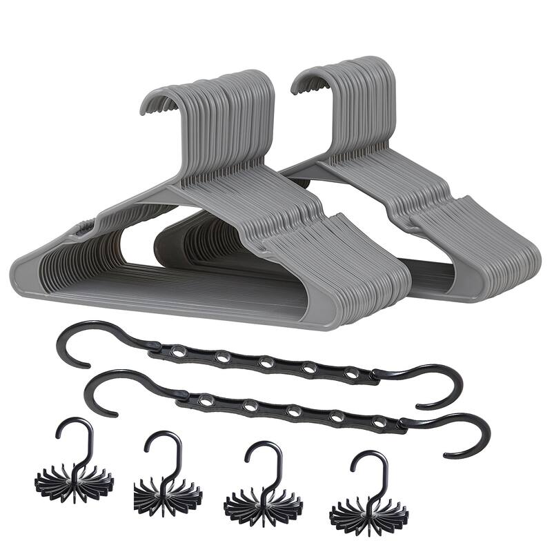 VECELO 100 Pcs Plastic Adult Hangers Holds Up To 10 Lbs Clothes Hangers - Grey