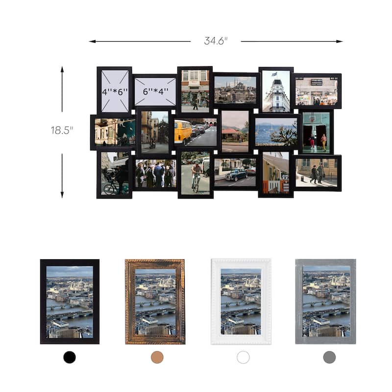 18 Openings Family Photo Frame 4x6 Picture Frame Collage Large for Wall Decor