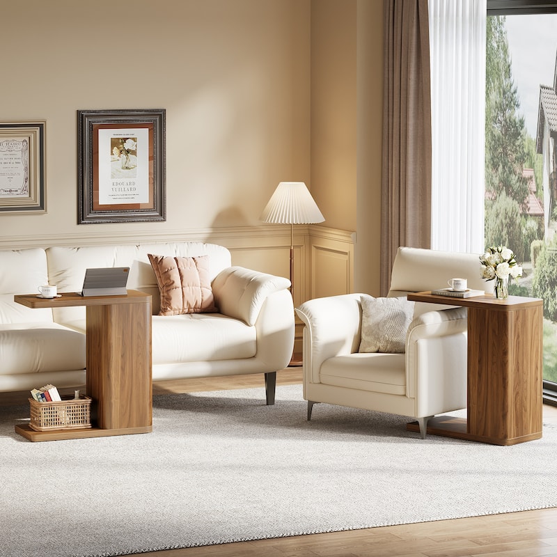 Side Table for Couch Narrow C-Shaped End Table for Living Room