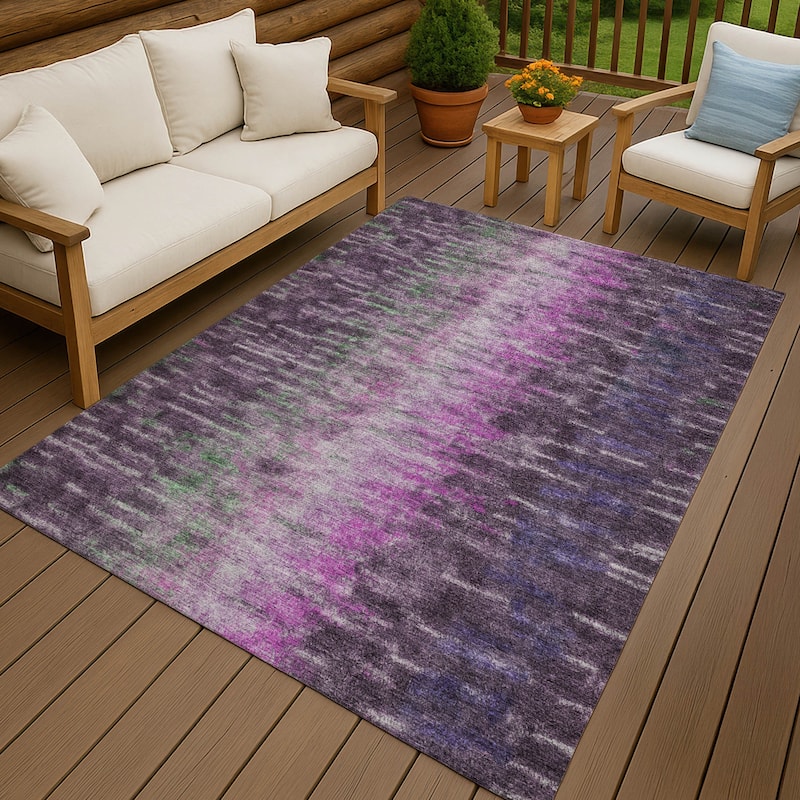 Machine Washable Indoor/ Outdoor Contemporary Ombre Chantille Rug