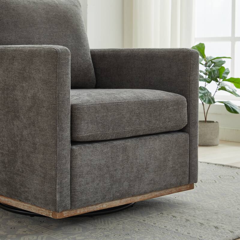 Chenille Swivel Accent Chair (Square Design)