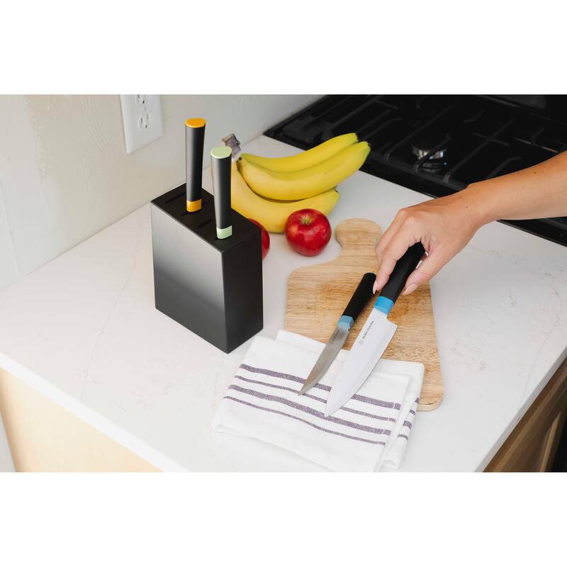 Dura Living 5-Piece Knife Block Set - High Carbon Stainless Steel Blades, Compact Wood Block