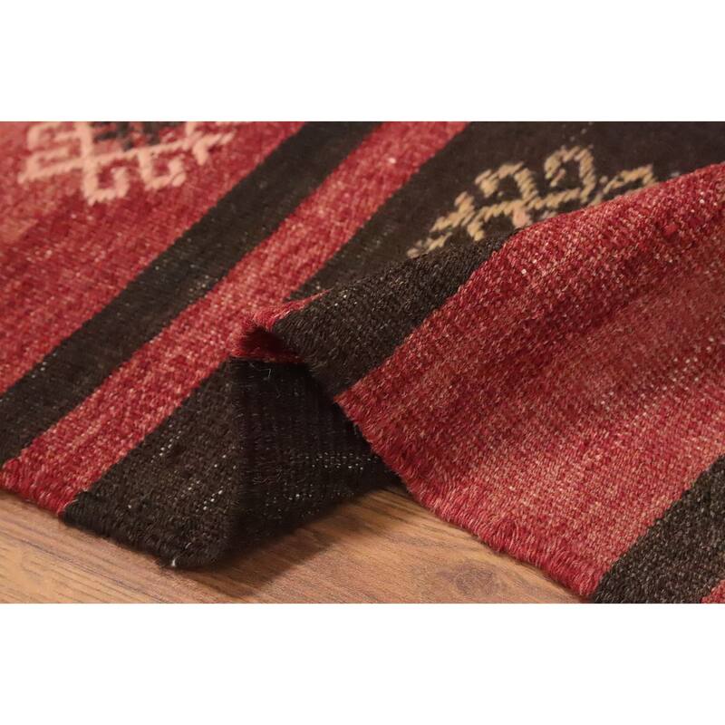 Hand Woven Oriental 100% Wool Carpet Southwestern Tribal Multi-Colored Kilim Area Rug - 9' 9'' X 5' 11''