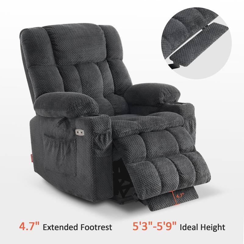 MCombo Dual Motor Power Lift Recliner Chair Sofa with Massage and Heat, Infinite Position, USB Ports, Fabric R7897