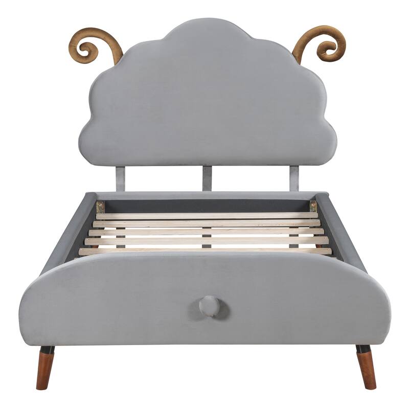 Platform Bed with Sheep-Shaped Headboard