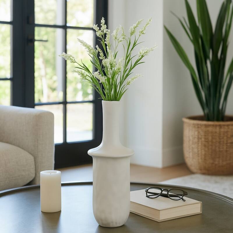 Decorative Vase - Ivory Ceramic Unique Flared Top