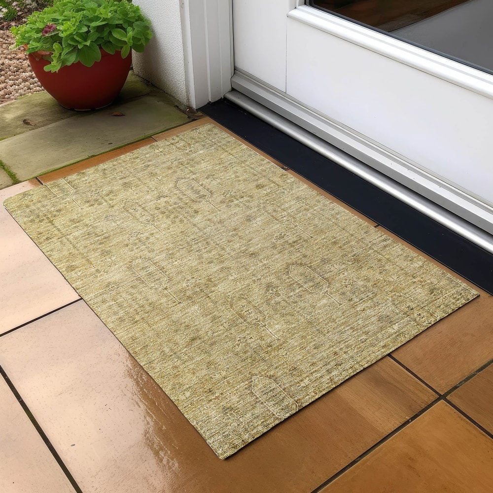 Machine Washable Indoor/ Outdoor Chantille Distressed Traditional Rug