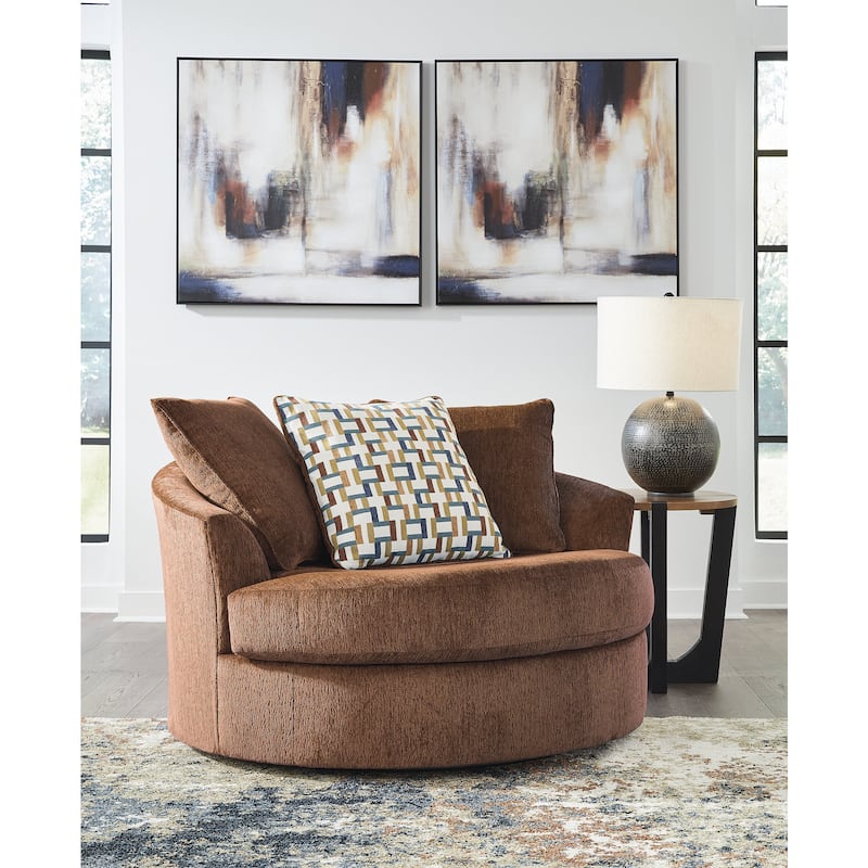 Signature Design by Ashley Laylabrook Oversized Swivel Accent Chair - 56" W x 55" D x 35" H - Spice